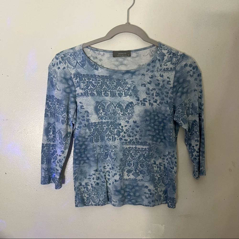 cool blue quarter sleeve top